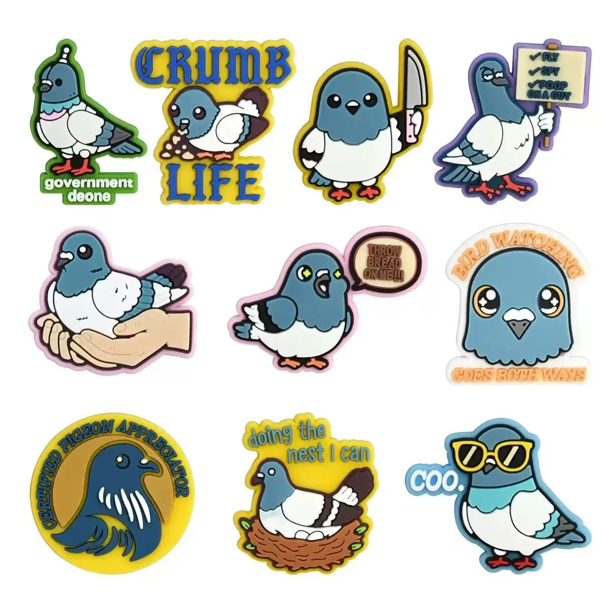 10-50pcs The Cute Pigeon Series Shoe Charms For Sandals,Shoe Decoration Accessories Shoe Pins Great Gift For Men Women