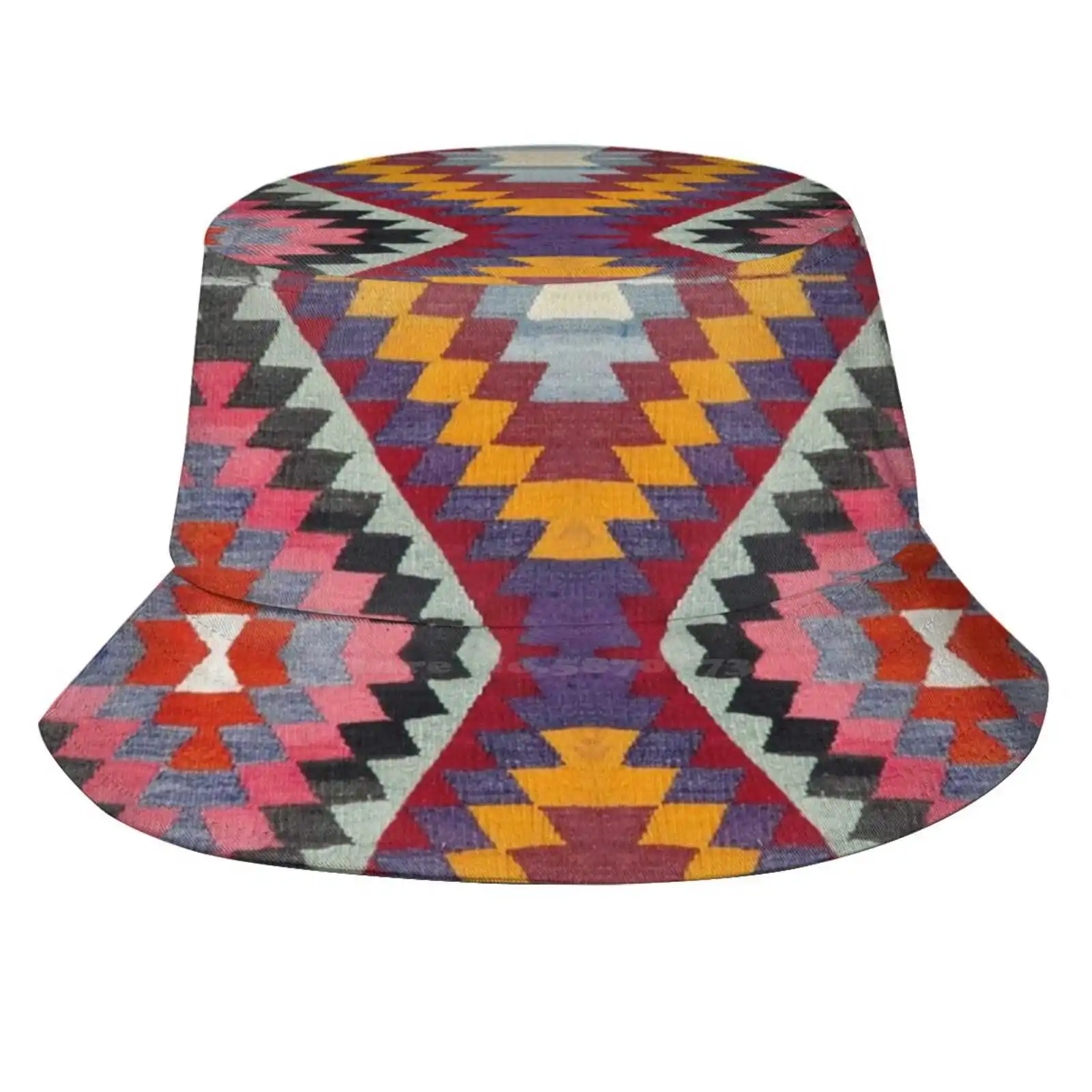 Turkish Kilim Sun Cap Fisherman Hat Bucket Hats Kilim Rug Turkish Bohemian Navajo Pattern Boho