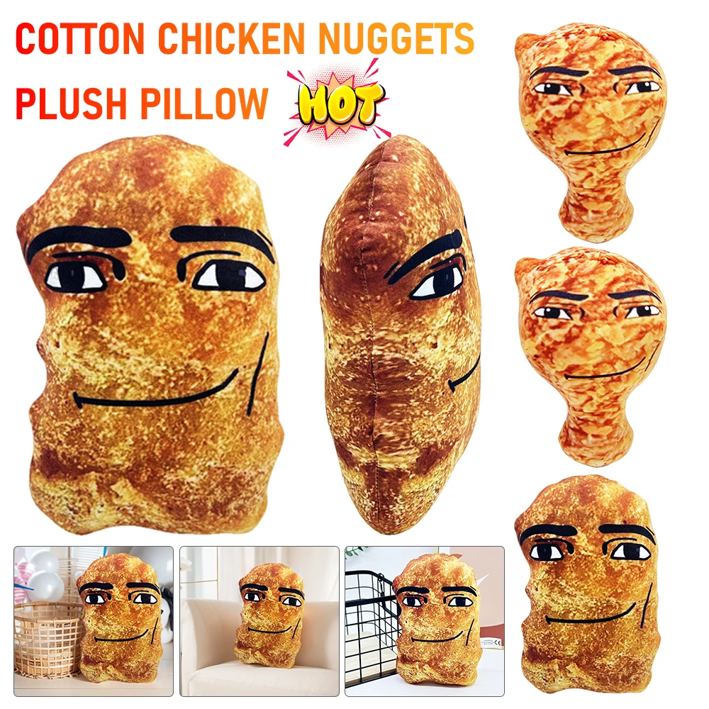 Simulation Chicken Nuggets Plush Pillow Cotton Eye Joe Plush Funny Big Chicken Block Plush Pillow Birthday Gifts for Boys Girls