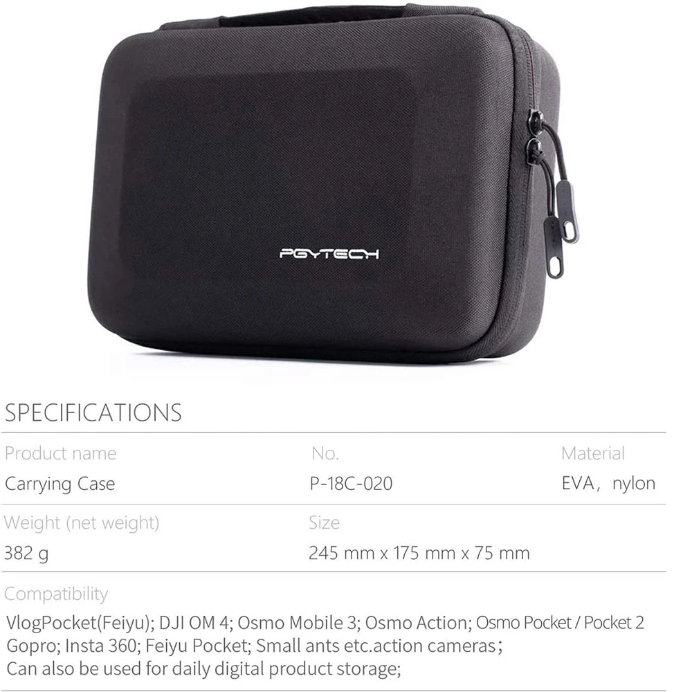 PGYTECH Camera Carrying Case, Storage Box Handbag Fits for DJI FPV Battery Carrying Bag Compatible with OSMO ACTION 3,OSMO Pocke