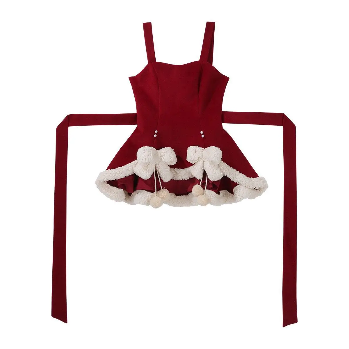 Cute Bunny Ear Hood Cloak Lolita Outfit Heart Blast Design Plush Trim Sleeveless Dress For Christmas Theme Photoshoot - view 6