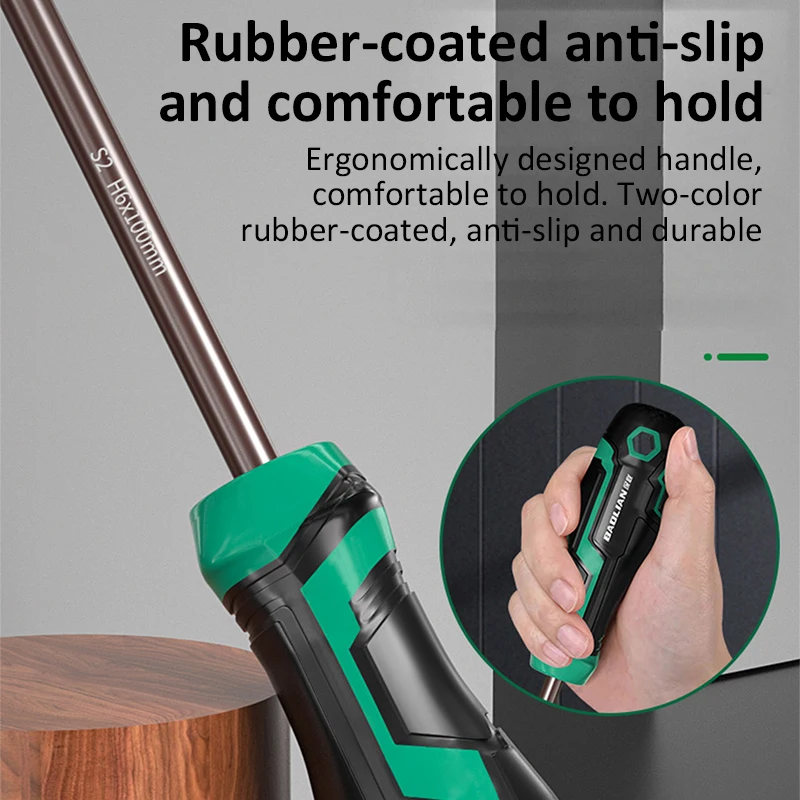 Tournevis hexagonal S2 en acier allié H1.5-6, pointe magnétique, antirouille, outils ménagers pour bricolage, réparation mécanique de voiture et de moto, 1 pièce