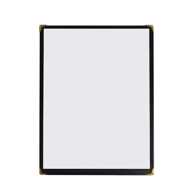 36 Pack Cafe Style Menu Cover, Double Stitch Edge, Crystal Clear Vinyl (Black, 2 Pages/4 Views - 8.5 Inch X 11 Inch)