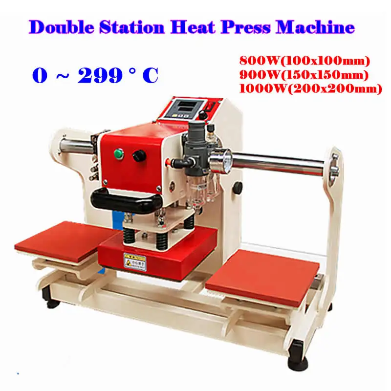 Double Station T-shirt Label Printer Heat Press Machine Pneumatic Automatic Continuous Work Cloth Printing Machine for Leather