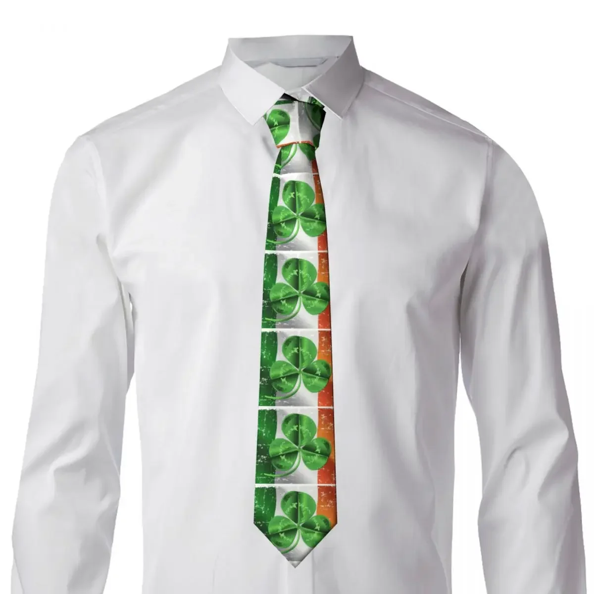 Classic Irish Shamrock Ireland Flag Neck Tie Men Custom Silk St Patricks Day Necktie for Business Gravatas