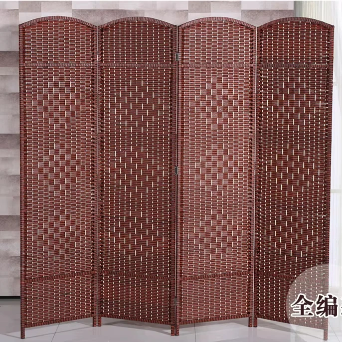 Paper rattan partition folding screen seat screen screen solid wood porch fitting room partition