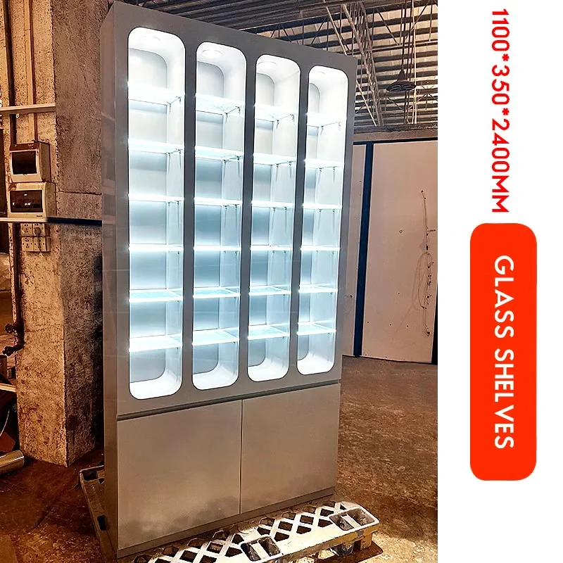 custom.Factory Hot-Selling LED Light Cosmetic Display Racks Hair Salon Shelves Cabinets Window Displays Salon Shelves