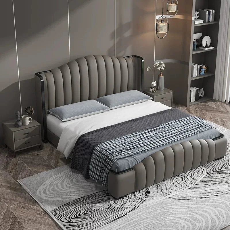 Modern Luxury Wood Bedroom Furniture Soft Up-holstered Beds king Size Double Bed Frame classic with Storage Set Designer china