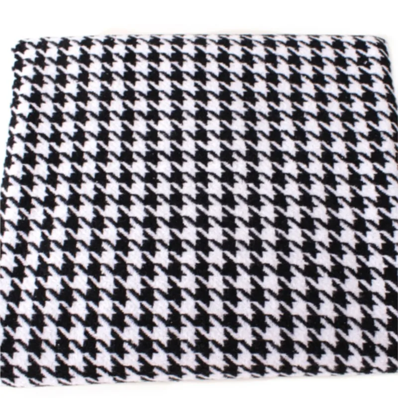 Classic Thickened Black and White Houndstooth Fabric Clothing Handmade Suit Pants Cashmere-like Woolen