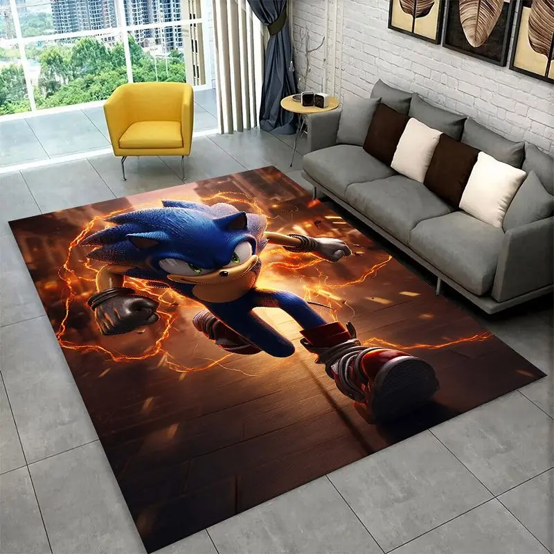 Classic Game S-Sonic Cartoon Non-Slip Area Rug for Living Room,Bedroom,Playroom,Soft Carpet Floor Mat Home Decor Rug Kids Room