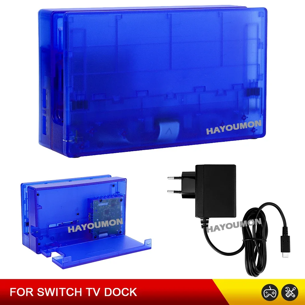 

2IN1 прозрачная зарядная док-станция для переключателя NS, HDMI-совместимая док-станция для телевизора, док-станция с адаптером переменного тока, аксессуар для источника питания