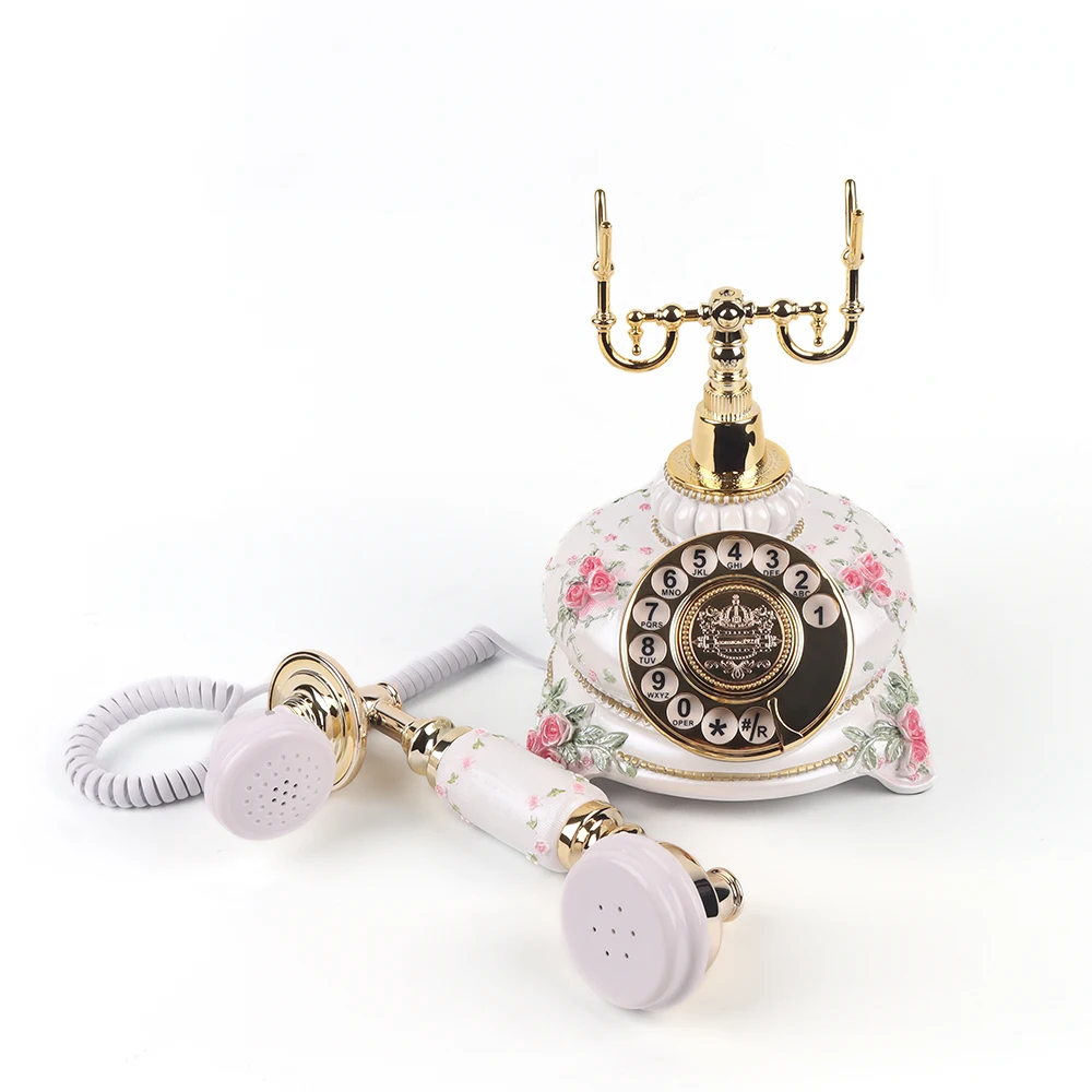 CHEETA White Vintage Resin Wedding Phone rotary antique telephone audio guestbook phone message recording phone For wedding