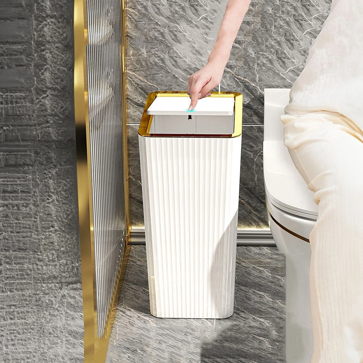 

15л скандинавский золотой мусорный бак для дома с крышкой, кухонный светильник, роскошный пресс-типа для ванной комнаты, гостиной, кухни, спальни, мусорные баки