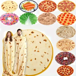 Burritos Tortilla Throw Blanket for Adult and Kids Giant Funny Realistic Food Blankets Novelty Soft Flannel Taco Blanket
