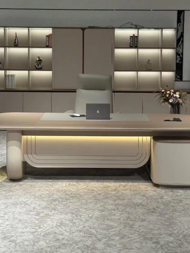 *New Chinese-Style Wood Executive Conference Desk Set with Side Table China Origin Paint-Baked Office Table