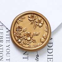 25pcs Wax Seal Stickers - 3D Begonia Wedding Invitation Envelope Botanical Seal Stickers, Adhesive Antique Gold Stickers