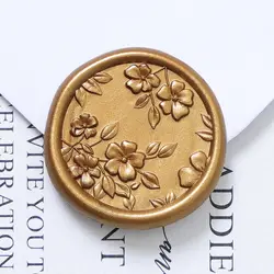 25pcs Wax Seal Stickers - 3D Begonia Wedding Invitation Envelope Botanical Seal Stickers, Adhesive Antique Gold Stickers