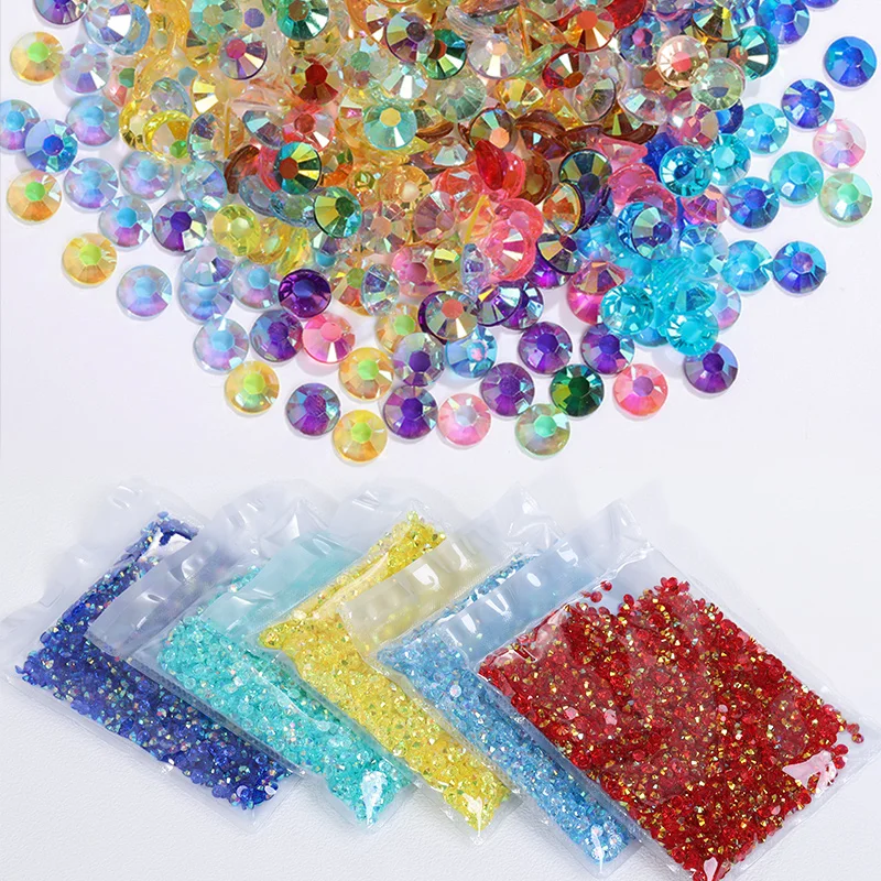 

Resin Flatback Round Clear Crystal Non HotFix Strass Decorations DIY Glitter Stones Bulk Transparent Rhinestones For Nails