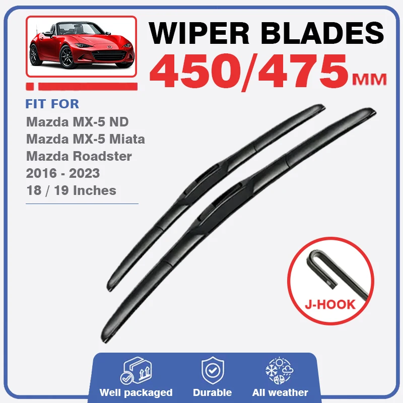 Car Front Wiper Blades Set For Mazda MX-5 ND MX5 Miata Roadster 2016 - 2023 Windshield Brushes Windscreen Window Cover 2019 2018