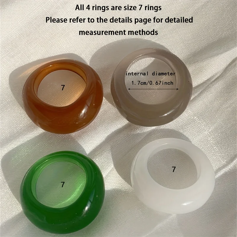 4-piece set of Bohemian irregular resin rings for women with unique personality design suitable for daily banquets, fashionable