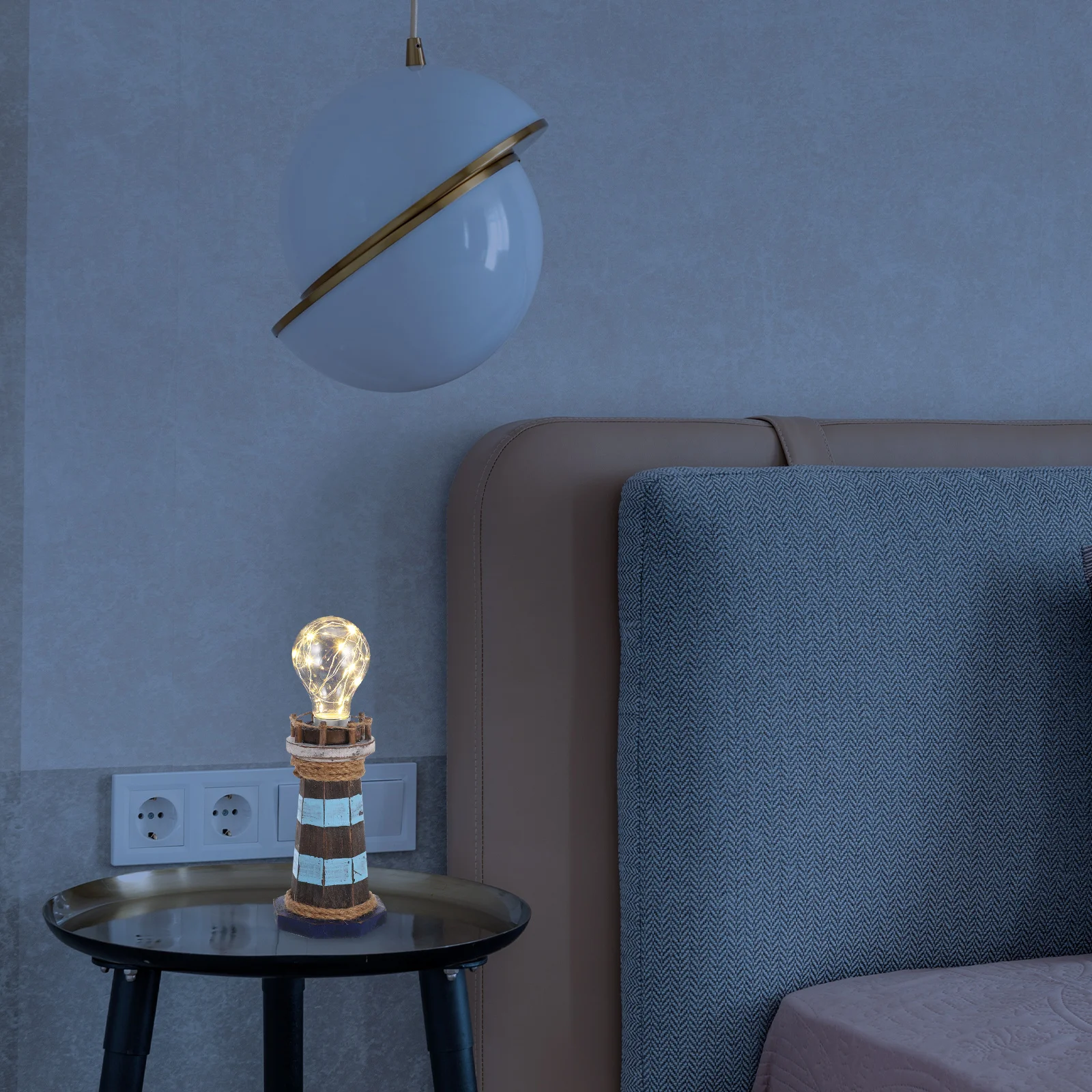 

Mediterranean Style LED Lighthouse Retro Desktop Light Warm LED Light Nautical Room Decor Yard Lighthouse Coastal Decor