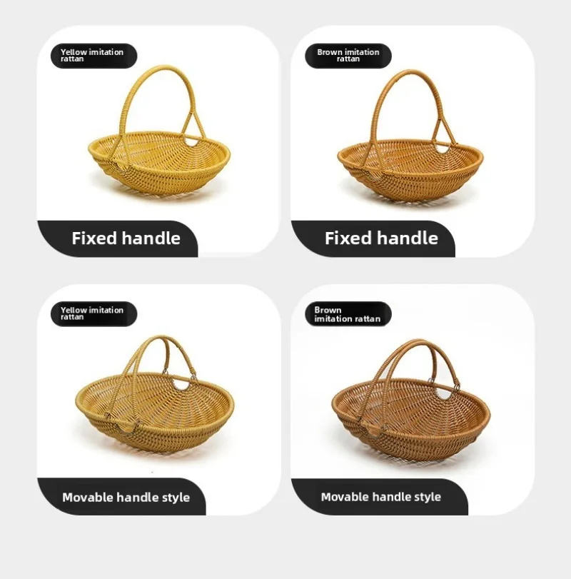 Plastic Imitation Rattan Woven Hand Basket Outdoor Picnic Picking Vegetables and Fruits Kitchen Living Room Egg Snack Basket view 6