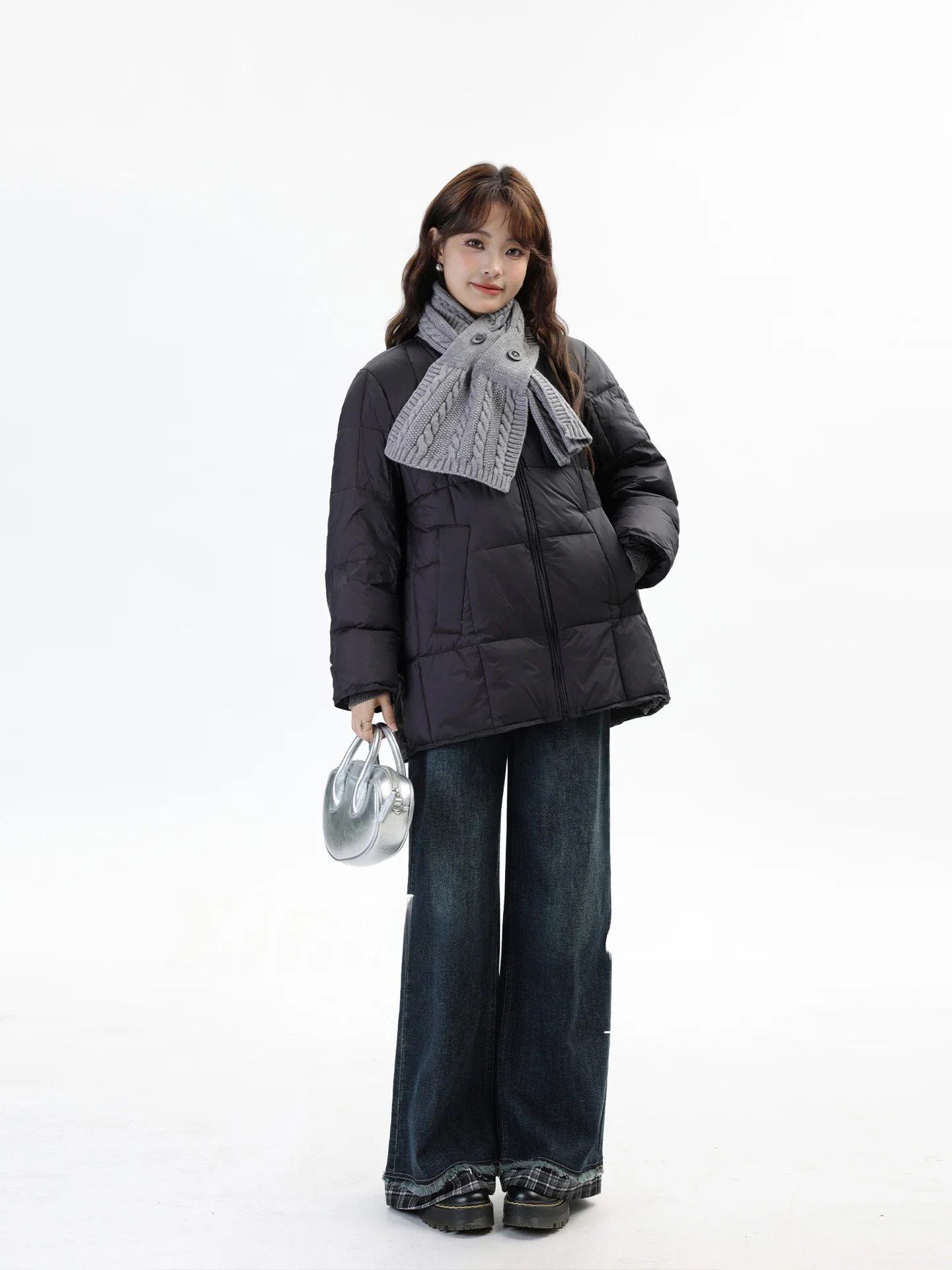 

Корейское длинное пальто-пуховик Jaet Ne Warmer Winter Faion, универсальное утягивающее пальто, теплая верхняя одежда на толстом пуху, пальто