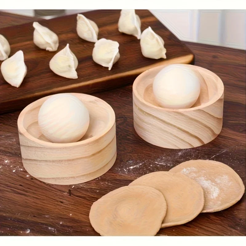 Wooden Dumpling Skin Press Tool Dough Press Mold  Kitchen Wrapper Maker for Dumpling Ravioli Tortilla Dough Cooking Baking Tool