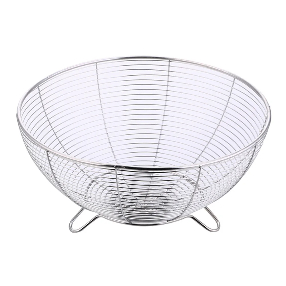 

Stainless Steel Drain Basket Fruit Vegetable Rack Round Kitchen Organizer Drying Storage Holder Dishwasher Safe Rust Free