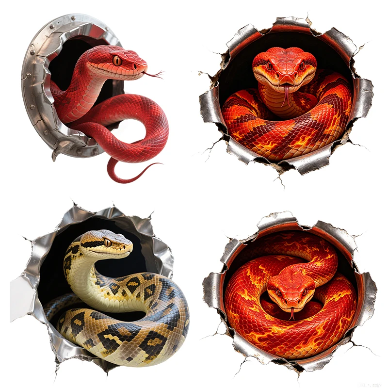 Three Ratels CAA34 Cold hearted python Broken hole wall stickers for home decoration Personalized car decals