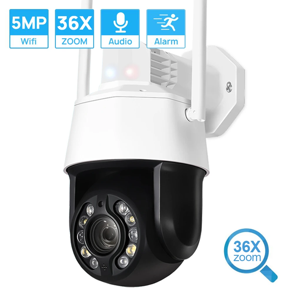 

36X Zoom 5MP PTZ Wifi Camera H.265X AI Human Detection Two Way Audio Nigtvision Outdoor Wireless Security Camera Max 100M ICSEE