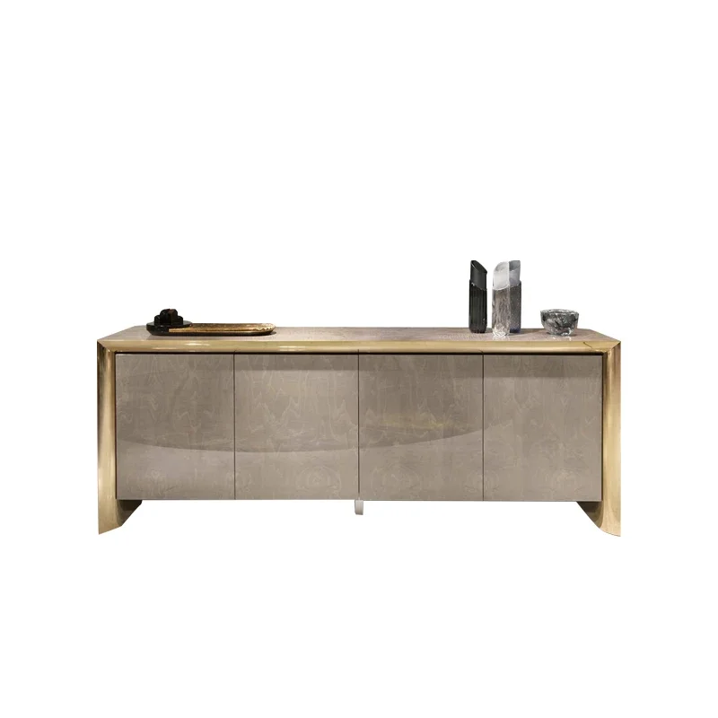 

Post-Modern Minimalist Style Storage Entrance Cabinet Restaurant Metal Stainless Steel Furniture