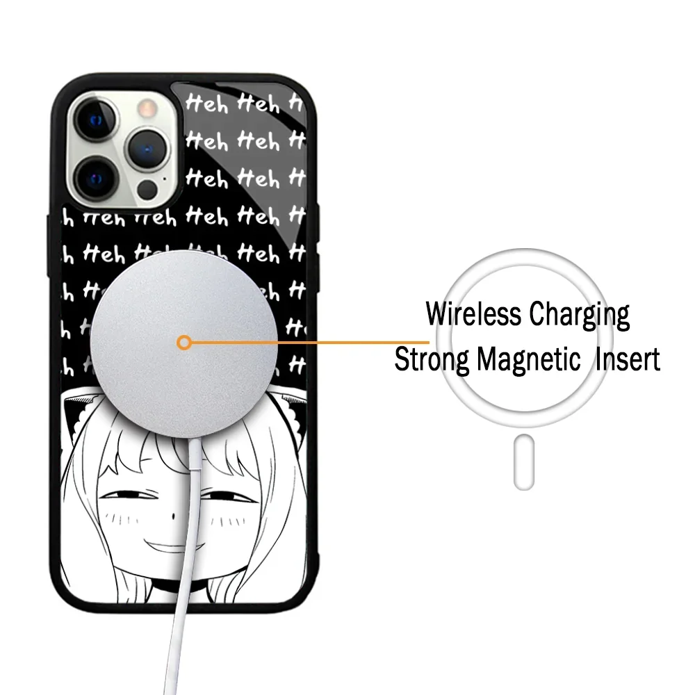 Cute S-Spy X Family Anya Forger Phone Case For IPhone 11 12 13 14 15 Plus Pro Max Mirror Acrylic For Magsafe Wireless Charging