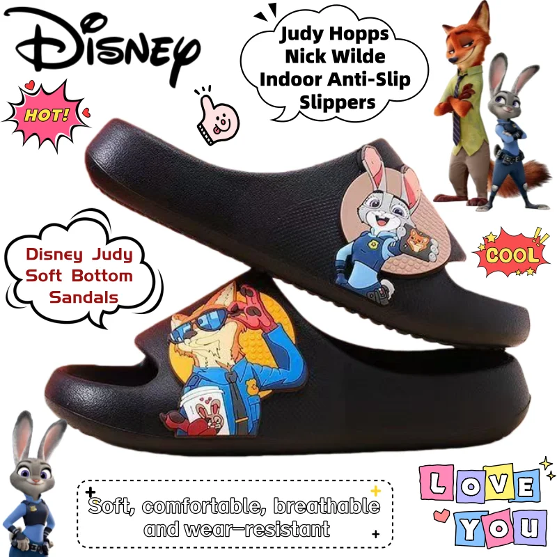

Disney Judy Hopps Nick Wilde Cartoon Creative Indoor Non-slip Slippers Secondary Animation Peripheral Soft Bottom Sandals Gift