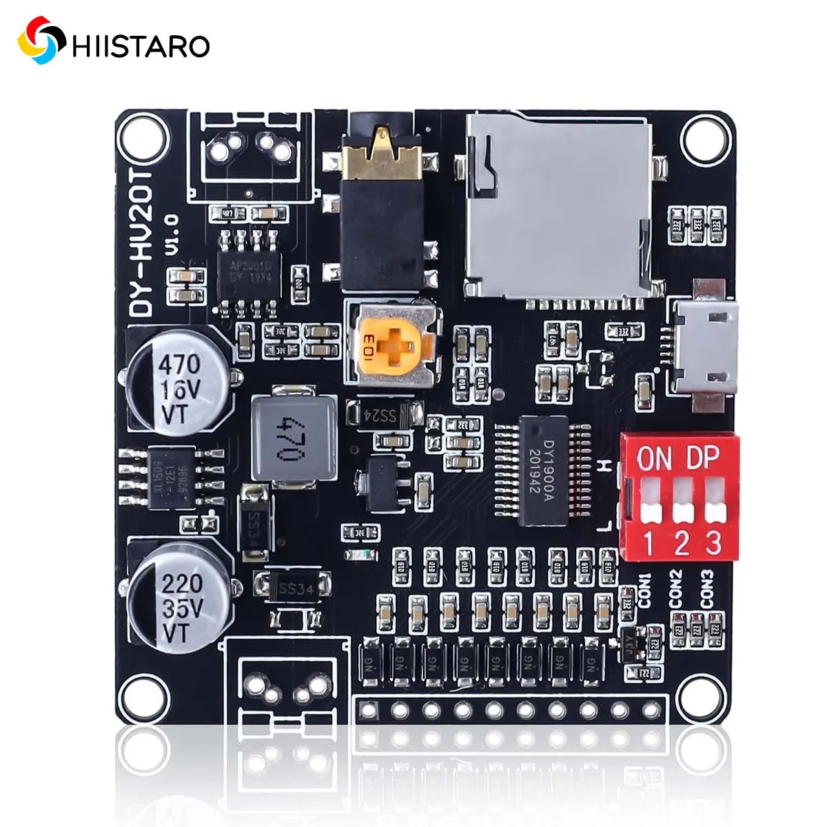 1Pcs 12V/24V/10W/20W Voice Playback Module One-To-One Trigger Serial Port Control TF Card Storage HV20T