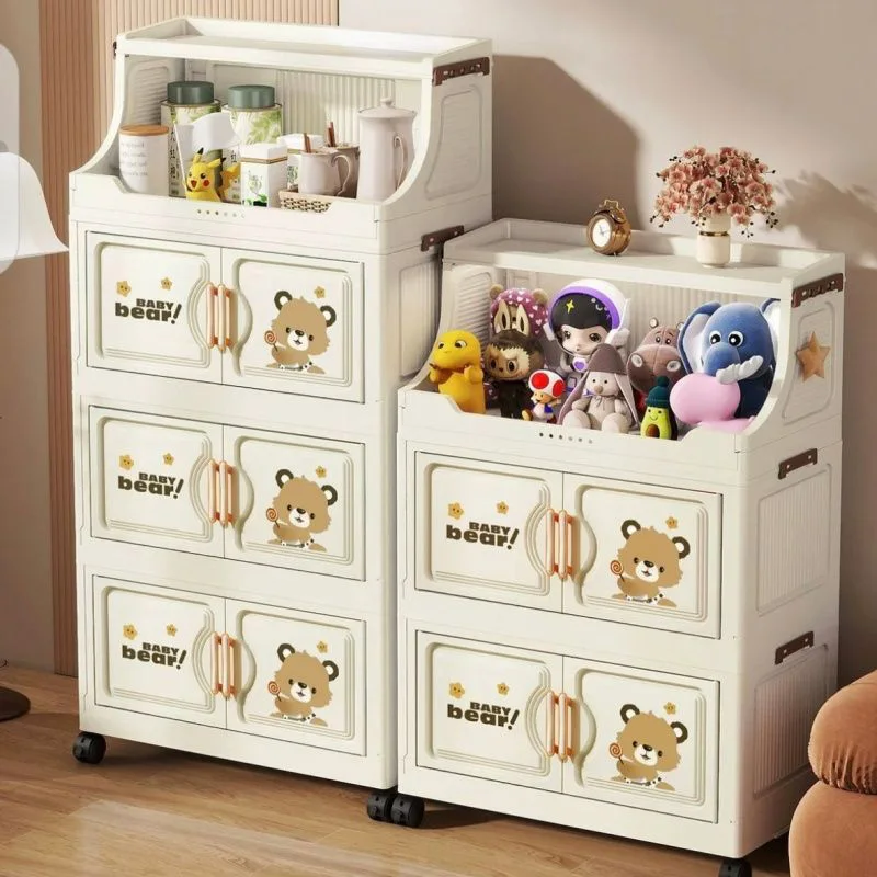 

Foldable Storage Cabinet for Home Living Room Toy Clothes Snack Organizer Box No Installation Required Compact Storage Solution