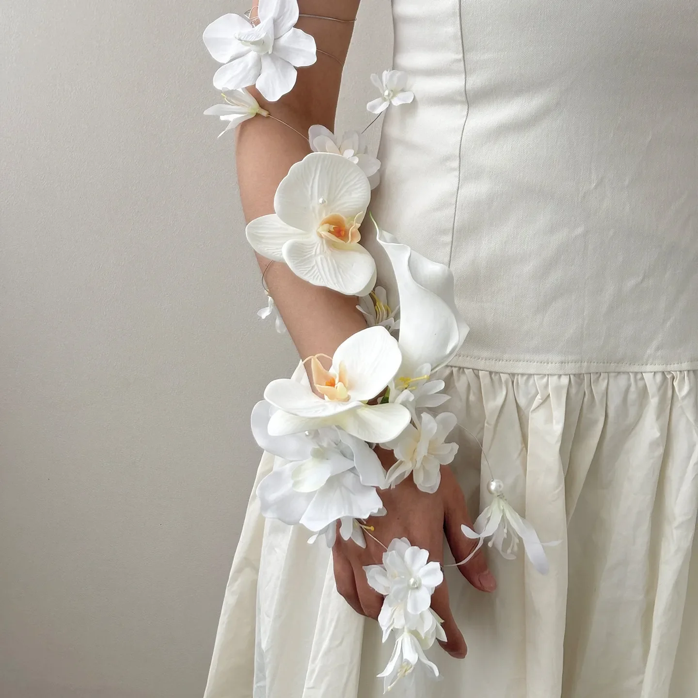 For artificial flower bride arm wrap wrist flower wedding groom corsage arm flower cover tattoo