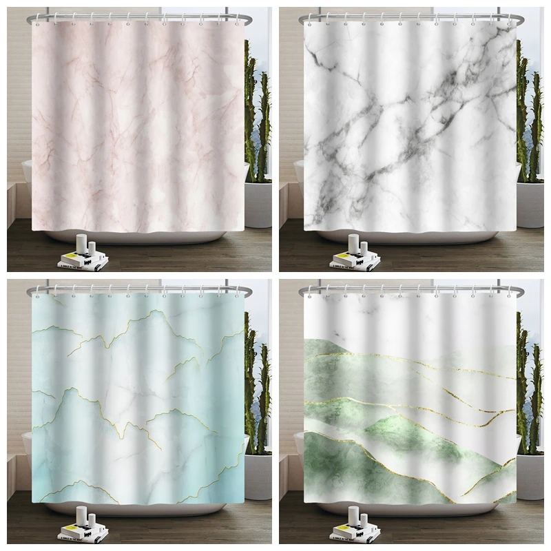 

Marble Shower Curtain Waterproof Bathroom Curtain With Hooks Modern Abstract Stone Grain Luxury Shower Curtains For Bathroom