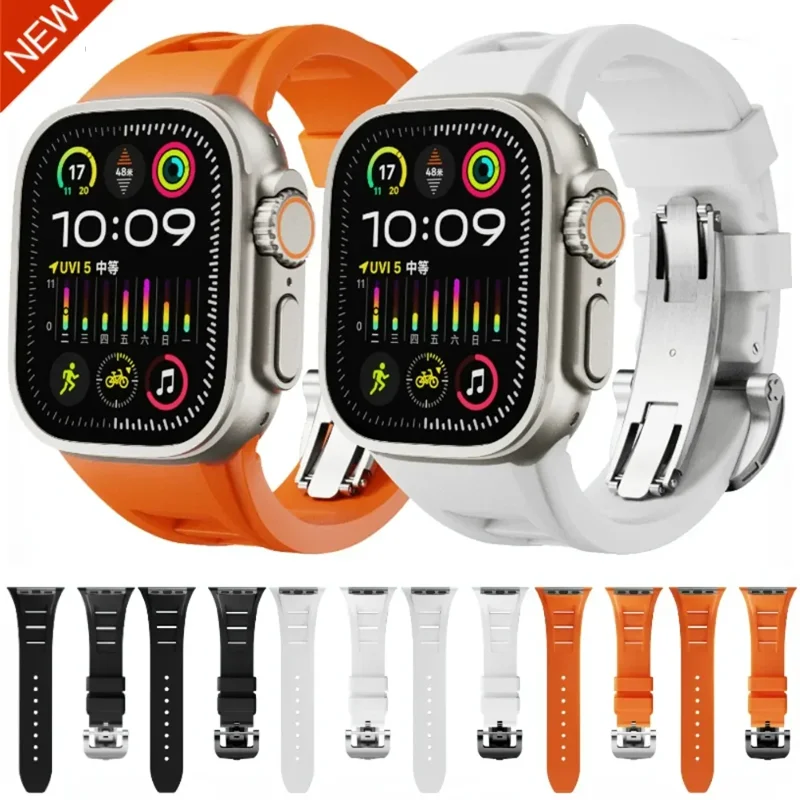 Liquid Silicone Strap for Apple Watch Ultra 3/2/1 49mm S11-10 46mm High-end Bracelet iWatch 9 8 7 6 5 4 SE3 45mm 44mm Wristband