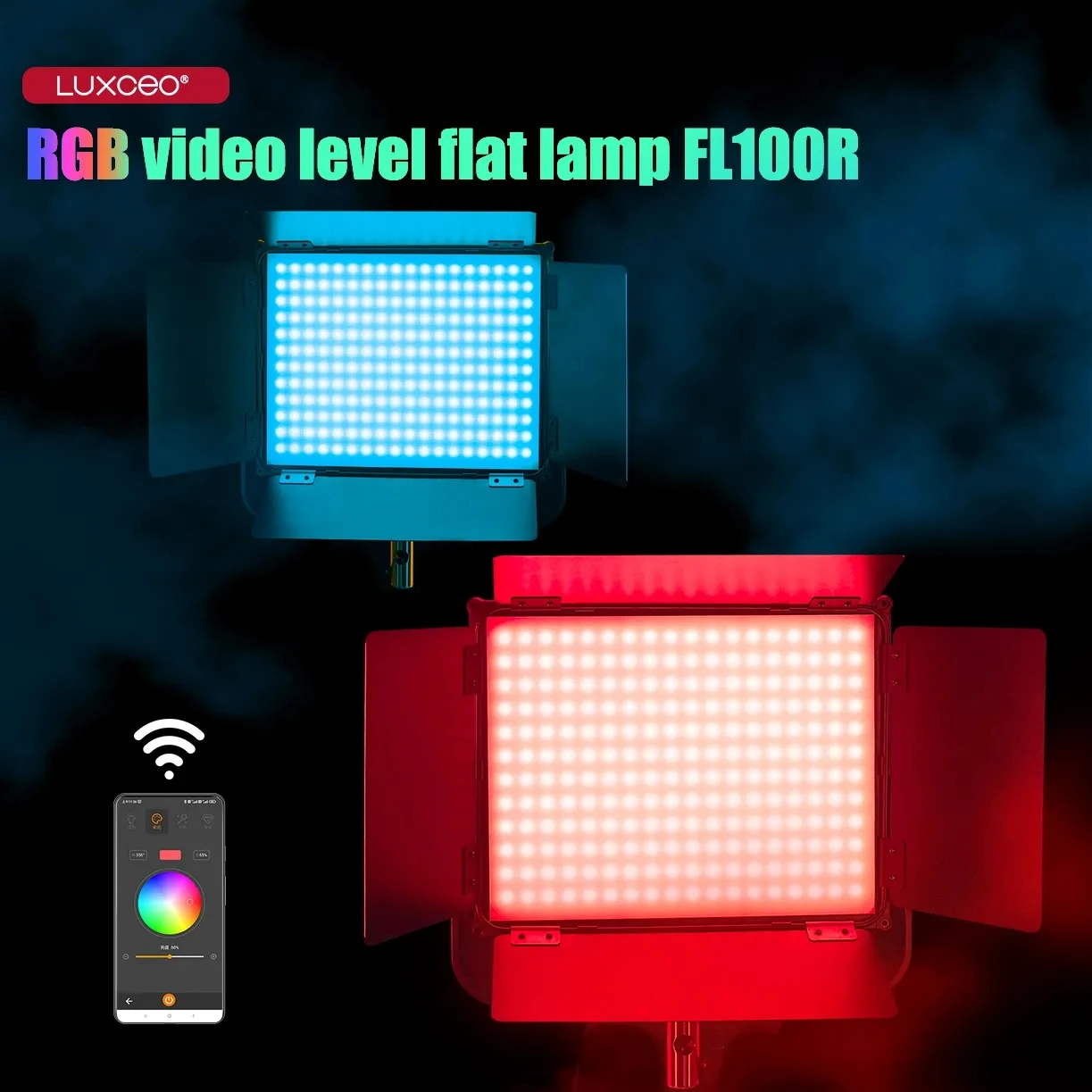 LUXCEO FL100R RGB Video Light LED Panel 100W 7800lm 2000-10000K APP Control Lamp for Photography Studio Bar Party Stage Lighting