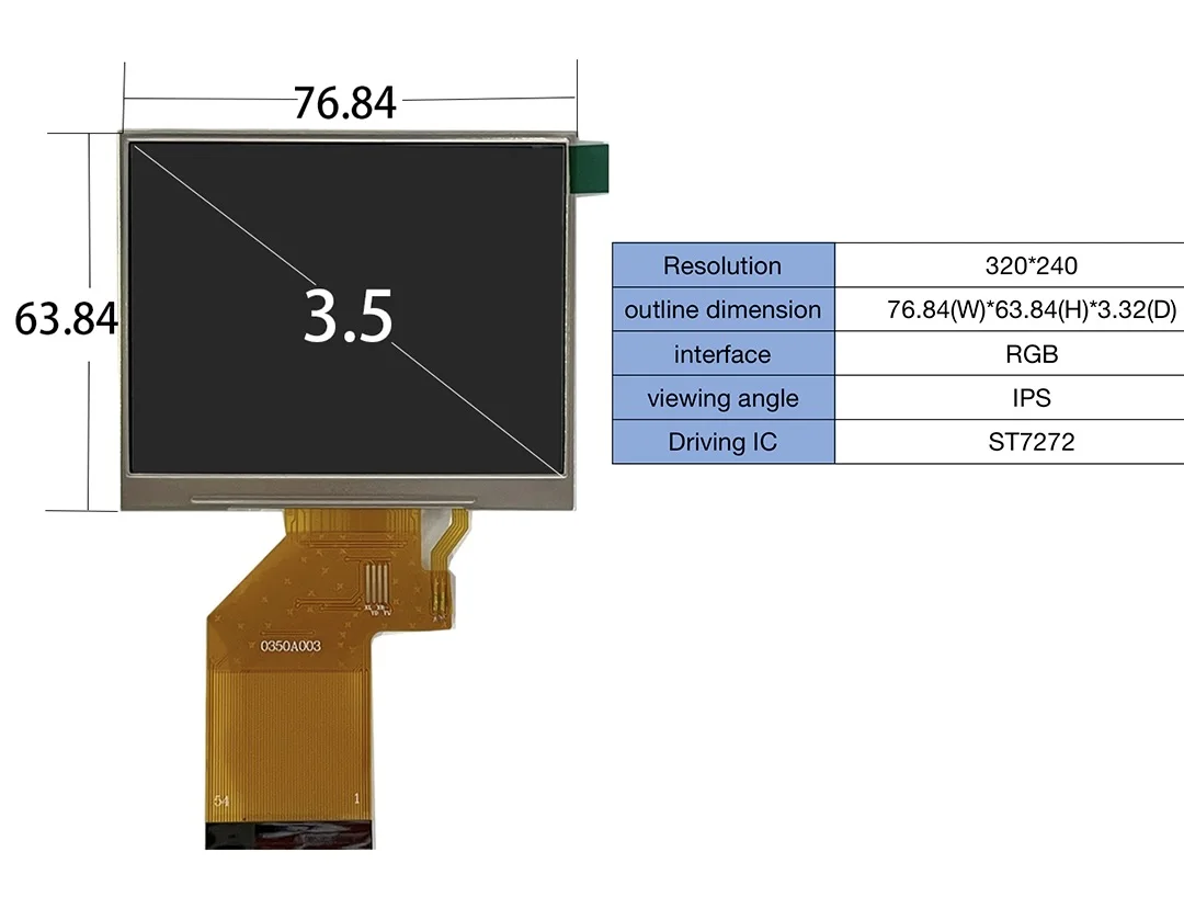 3.5 인치 320*240 RGB 인터페이스 54 핀 IPS 터치 스크린, Lcd 모듈 디스플레이