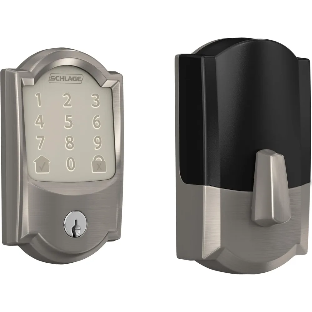 Encode Smart Wi-Fi Deadbolt with Camelot Trim in Satin Nickel