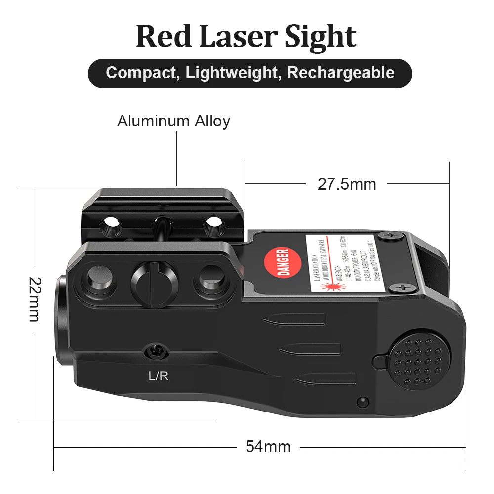 1044 Magnetic Charging Laser Sight Red/Blue/Green Built-In Lithium Battery Sports & Outdoor Use Compatible.