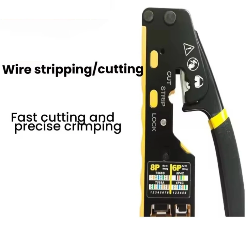 6088 Multifunctional CRIMPER Through-Hole Wire Crimper 8P6P Dual-Use Pliers for RJ45 Punch-Down RJ45 Crystal Head