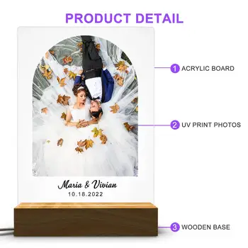 個人化3D夜燈,可自訂照片和文字,情人節、婚禮、生日禮物,7色3D燈, 6 最佳銷售 3D照片 - №3