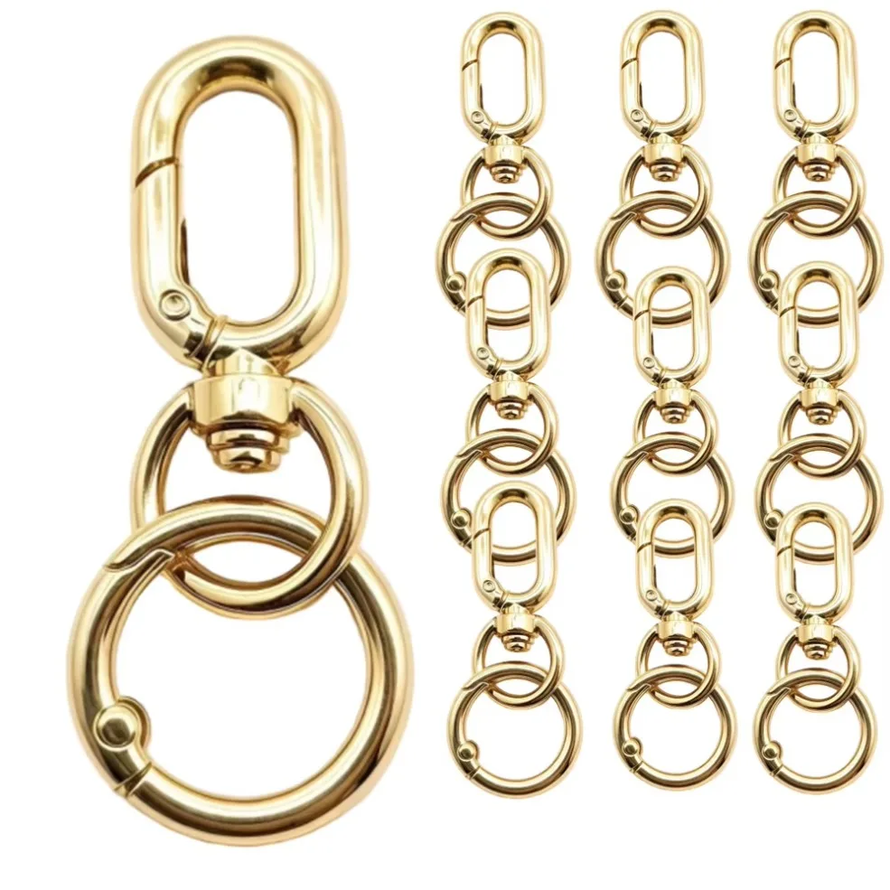 2-100Pcs Double Opening Swivel Clasp Clips, Metal Swivel Spring Snap Hooks, Key Chain Clip with Key Ring for DIY Keys