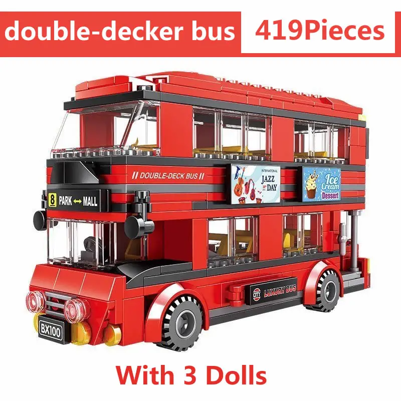 

Double-decker Bus City UK London Building Blocks School Vehicle Traffic Bricks Boys Gifts For Christmas