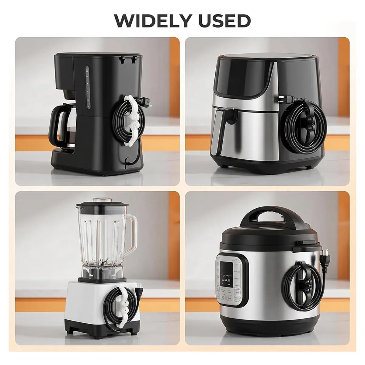 Cord Organizer Appliances,Adhesive Stick-on Wire Wrapper,Keeps Coffee Maker,Air Fryer,Pressure Cooker,Mixer Cords Tidy