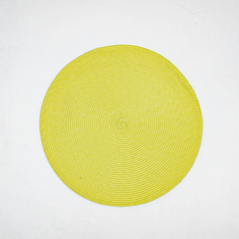 1pc Round Woven Placemats PP Waterproof Dining Table Mat Non-Slip Napkin Disc Bowl Pads Drink Cup Coasters Kitchen Decoration