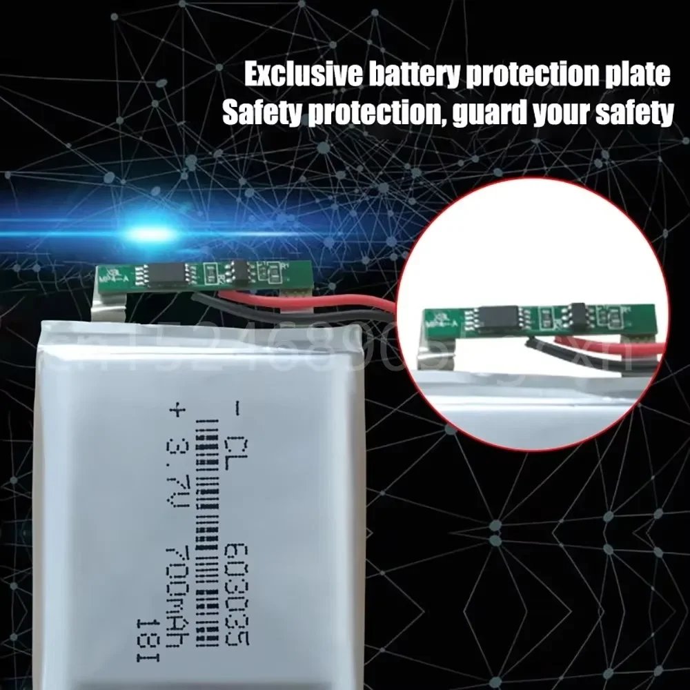 3.7V 700mAh 603035 Lipo Battery Li-ion Lipo Cells Lithium Li-Po Polymer Battery for Speaker Headphone GPS MP3 MP4 Toy